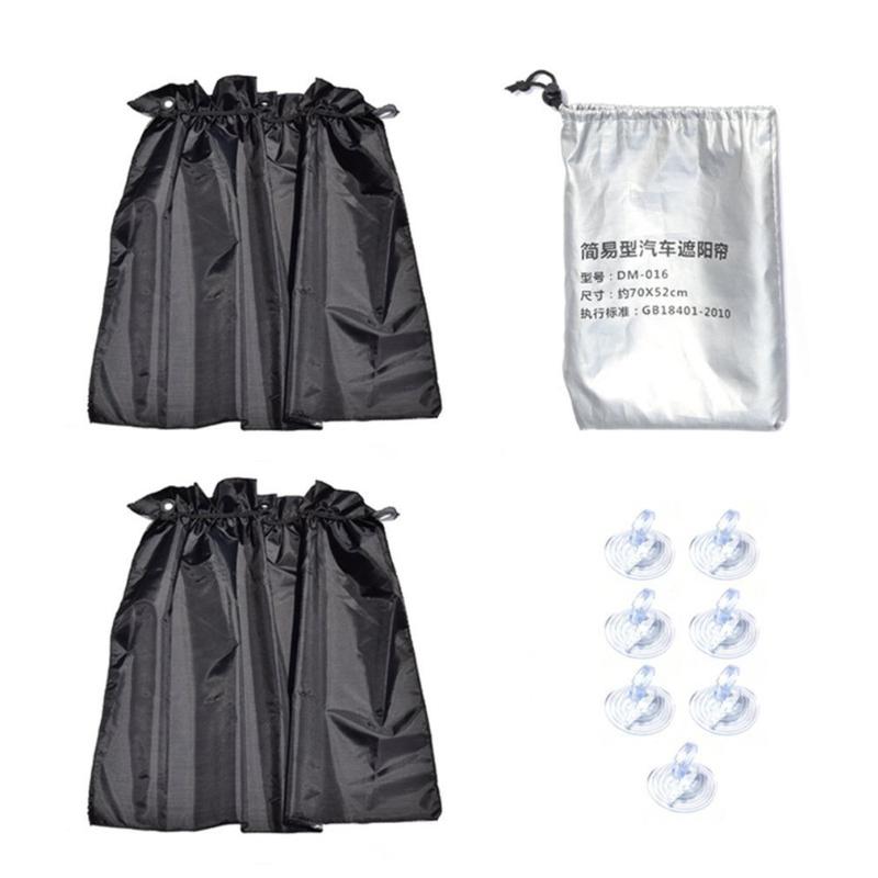 

2 pcs Auto Side Window Curtain Universal With Sucker Cup 190T Polyester Taffeta Sunshade UV Protecting Car Suns Block Curtains