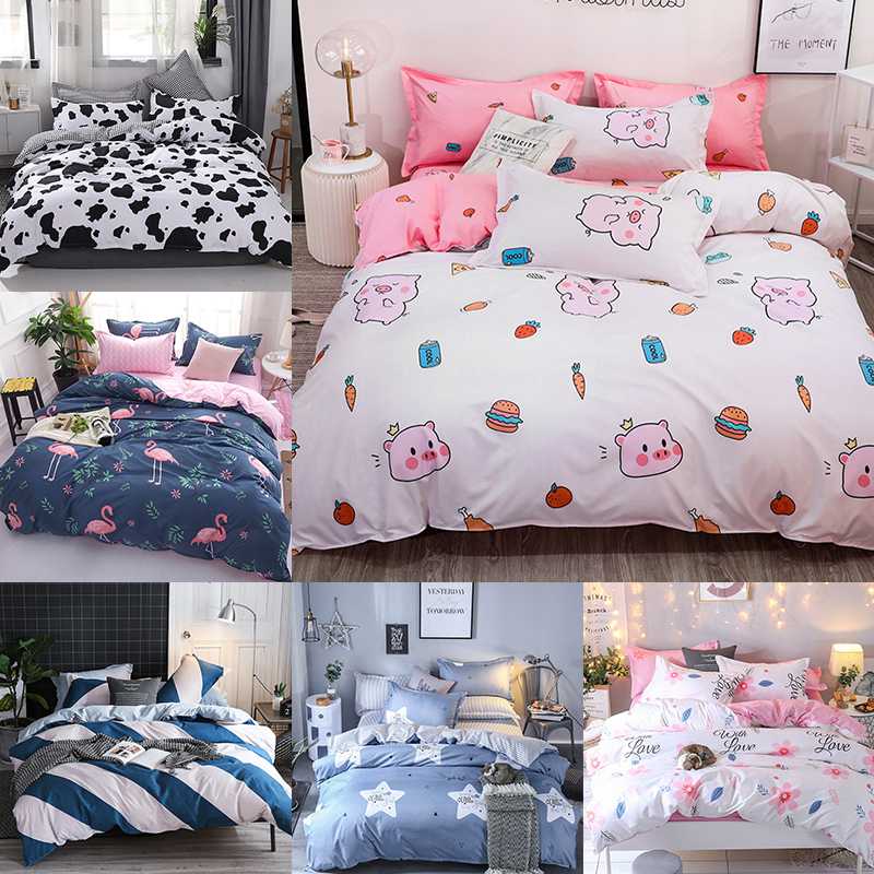 

Cartoon cute pig bed linens comforter bedding sets luxury gift for girls pink Duvet Cover Bed Sheets kids queen king size 3/4pcs, Style9