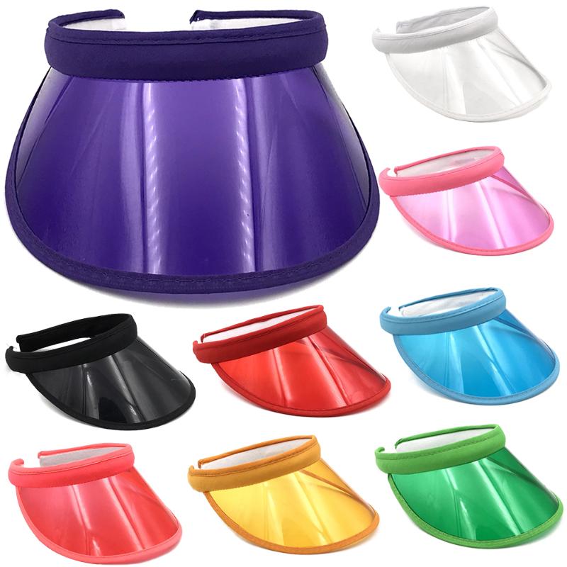 

Unisex Women's Clear Sun Visor Summer UV Protection Candy Color Sports Hat for Hiking Golf Tennis new, White