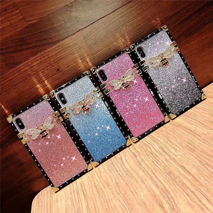 

For iPhone 12 MiNi 11 Pro Xs Max 8 7 6 Plus Luxury Gradient Glitter Designer Women Bee Phone Case Shockproof Diamond Case, Mix color / best selling color