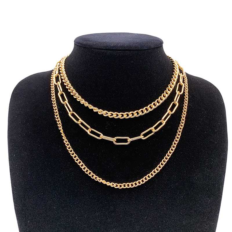 

Women Girl Simple Fashion Choker Necklace Multi Layer Statement Trendy Neck Collar Jewelry Gold Color