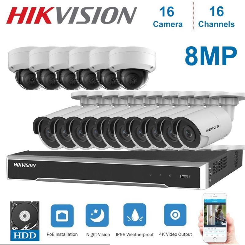 

4K 8MP Hikvision Network 16Channels POE NVR Video Surveillance with 8MP IP Camera Night Vision CCTV Security System Kits