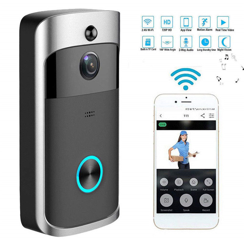 

WIFI Video Doorbell, Motion Detection With IR Night Vision, Smart Wireless Door bell, Remote-control HD Home Security Camera