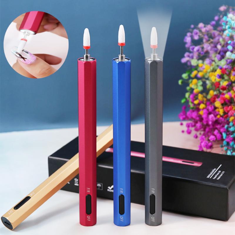 

Electric Manicure Drill Quiet Slim Nail Drill Machine With LED Light 7 Colors Nail Pen Milling Cutter Removing Gel Tools