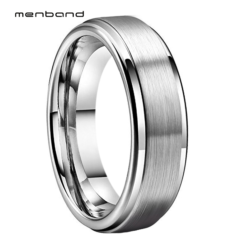 

Step Ring Tungsten Wedding Band Women Ring With Step edges Brush Finish 6MM Box Available