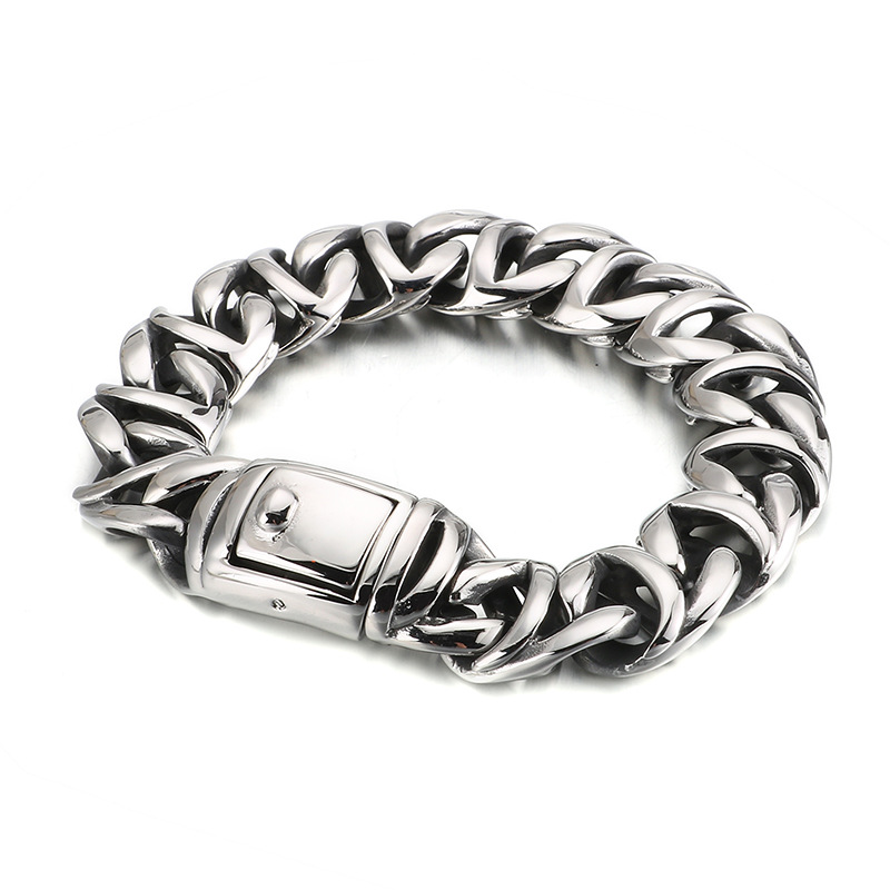 

16MM heavy Vintage Men Titanium Stainless Steel Curb Cubanl Bracelet Jewelry Hiphop Punk Rock Biker Chain Mens Bracelets Bangle