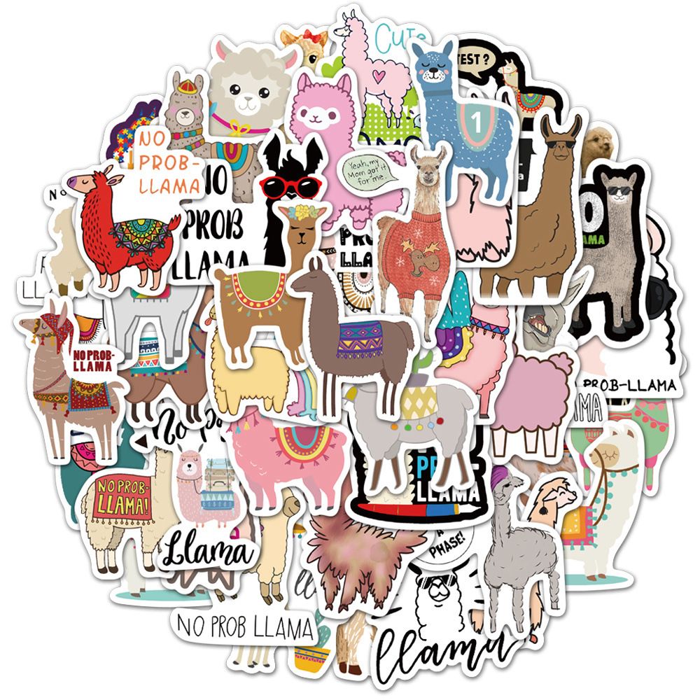

Free shipping cartoon stickers alpaca stickers for box promotion gift for kids mix designs
