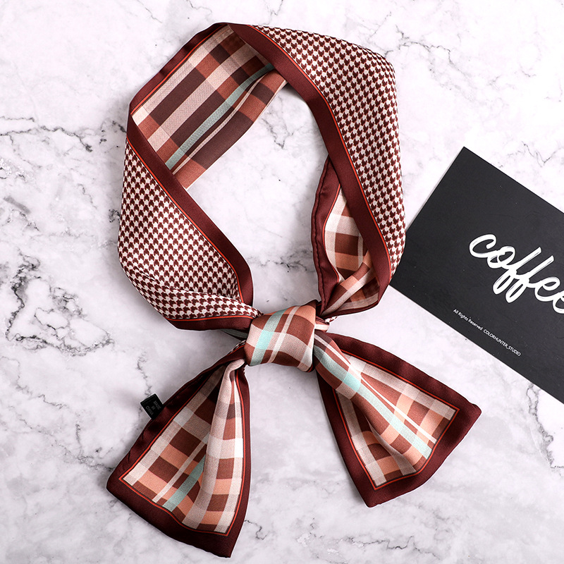 

Nieuwe Ontwerp Skinny Sjaal Dot Luipaard Print Vrouwen Zijden Sjaal Handvat Tas Linten Vrouwelijke Hoofd sjaals Wraps