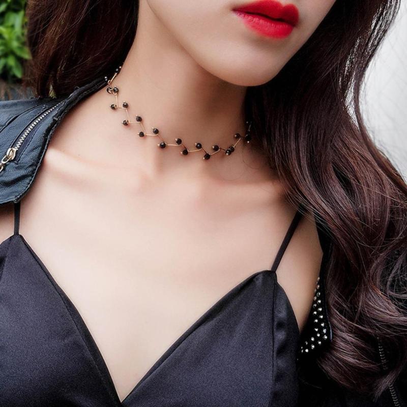 

PINKSEE Charm Delicate Choker Crystal Tassel Wild Necklace for Women Jewelry Statement Necklace