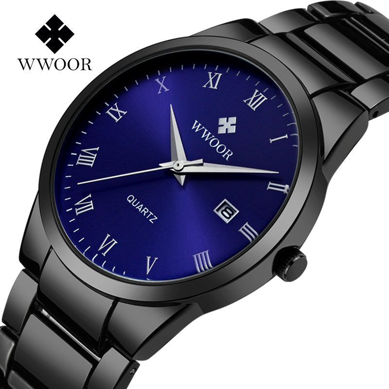

WWOOR Blue Sports Watch For Men 2020 Top Luxury Magnetic Stainless Steel Waterproof Mens Watches With Gift Box Relogio Masculino