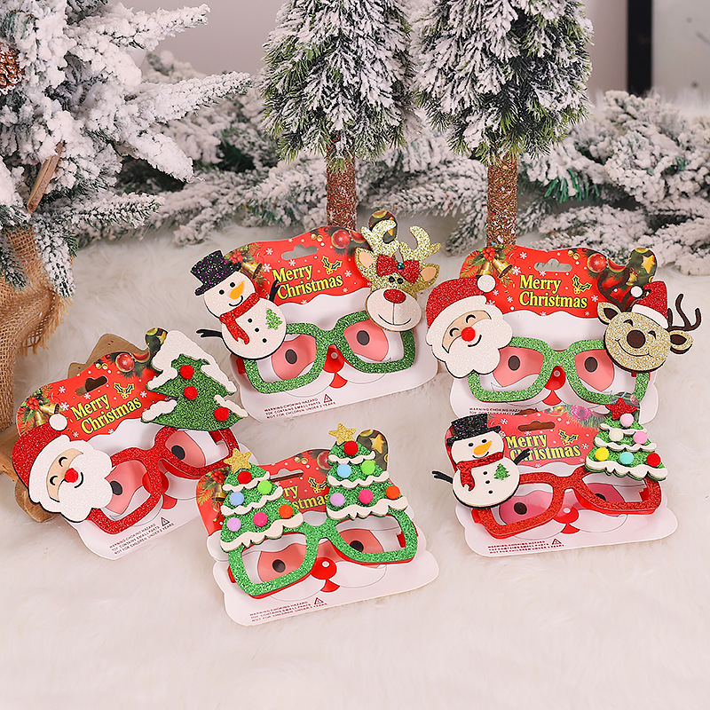 

Christmas Glasses Frame Santa Claus Snowman Elk Merry Christmas Decorations for Home 2020 Ornaments Gift New Year 2021