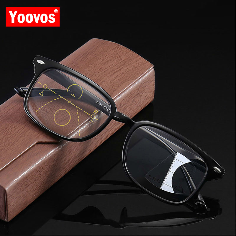 

Yoovs Reading Glasses Men/Women Square Blue Light Reading Glasses Multi-focus Long-range Eyewear Dual-purpose Zoom Eyeglasses