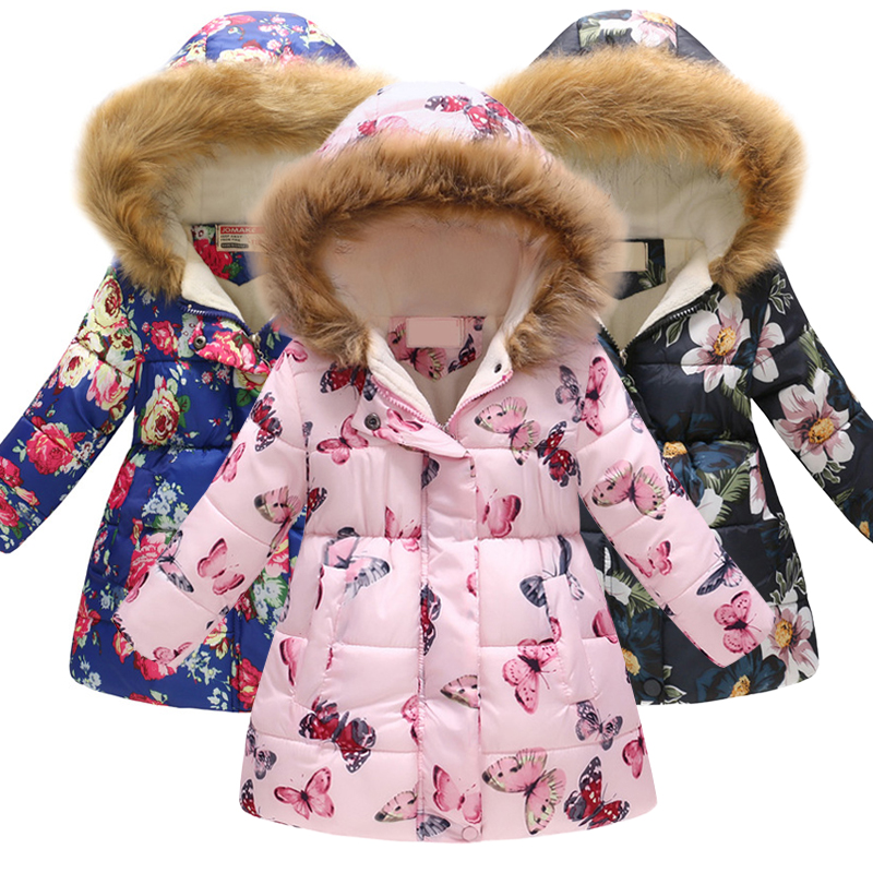 

winter Warm girl Coat fur printing fashion girls Jacket coat for girl Autumn winter outerwear girls Clothes 4-12 years, As picture1
