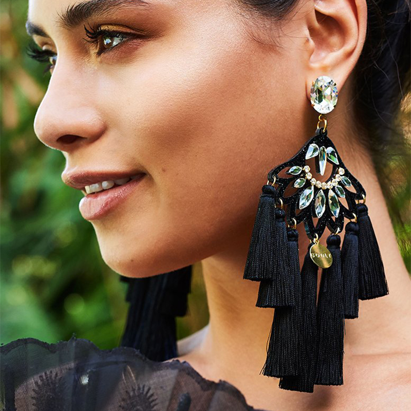 

FASHIONSNOOPS 2020 Bohemian Wedding Drop Earrings Charm Earring Tassel Big Earring For Woman Handmade Large Brinco Ear Oorbellen