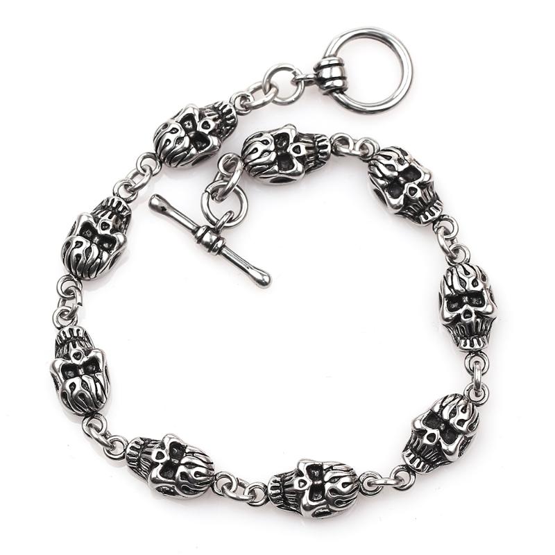 

Charm Bracelets Punk Long Skull For Men Shiny Link Chain Brecelets Male Gothic Jewelry 2021 Gifts
