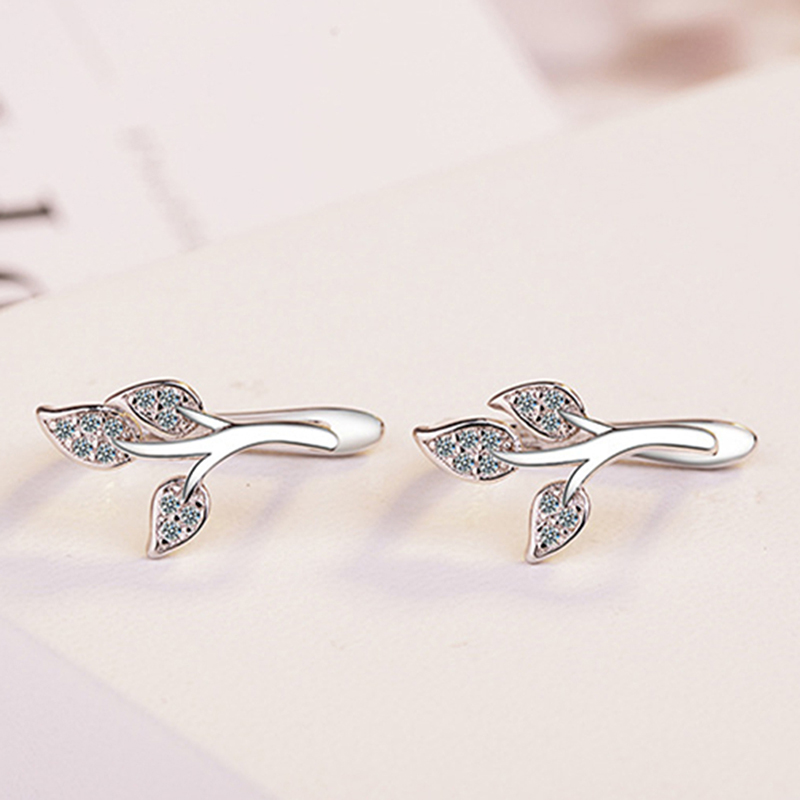 

Zircon Crystal Willow Leaves Hoop Earrings Geometric Leaf Earrings for Women Small Hoop Earring Wedding Earings Fashion Jewelry
