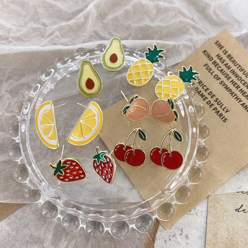 

AOMU Cherry pineapple strawberry earrings long pendant fashion summer fruit jewelry for girls and teenagers gifts wholesale
