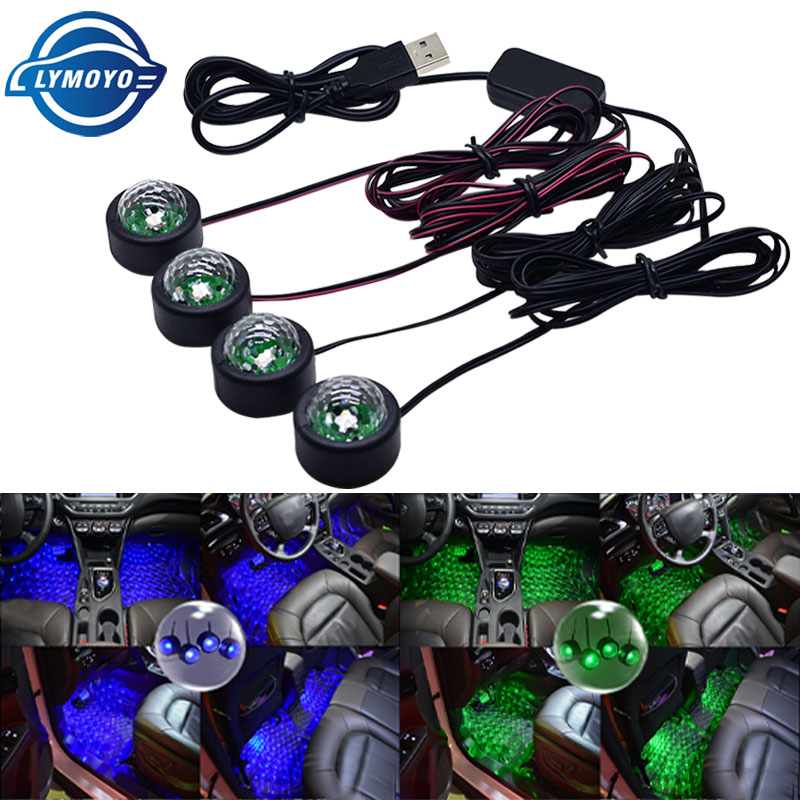 

Car Led ambient Light Atmosphere Lights Interior Light 4 in 1 Colorful RGB Floor Foot Lights USB Decorative Lamp Car Styling