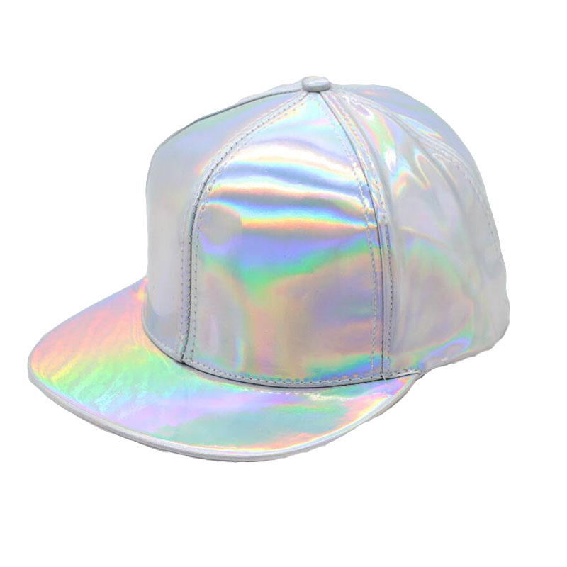 

BING YUAN HAO XUAN Fashion Unisex Silver Laser Baseball Cap Men Hip Hop Holographic Casquette Women Rainbow Basketball Hat, Black