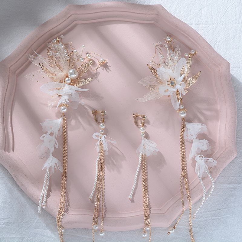 

Handmade Bridal Headdress 2020 Super Fairy Simple Wedding Dress Hair Salon Sen Xianmei Style Sweet and Romantic