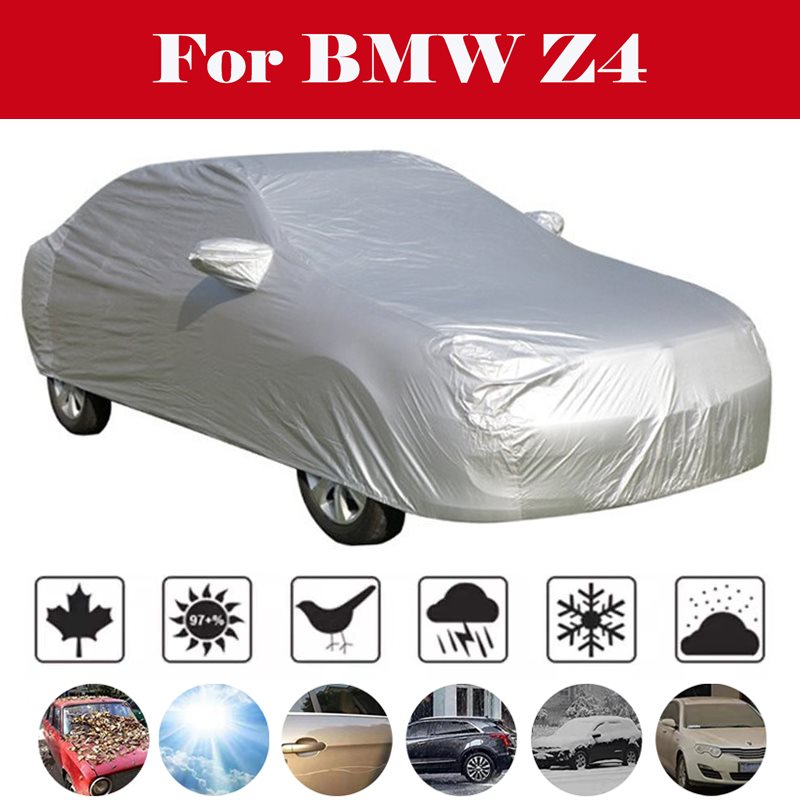 

Full Car Protector Snow Ice Dust Wind Sun Shade Waterproof Cover Silver Nylon PVC Cover Auto Outdoor Accessories For Z4