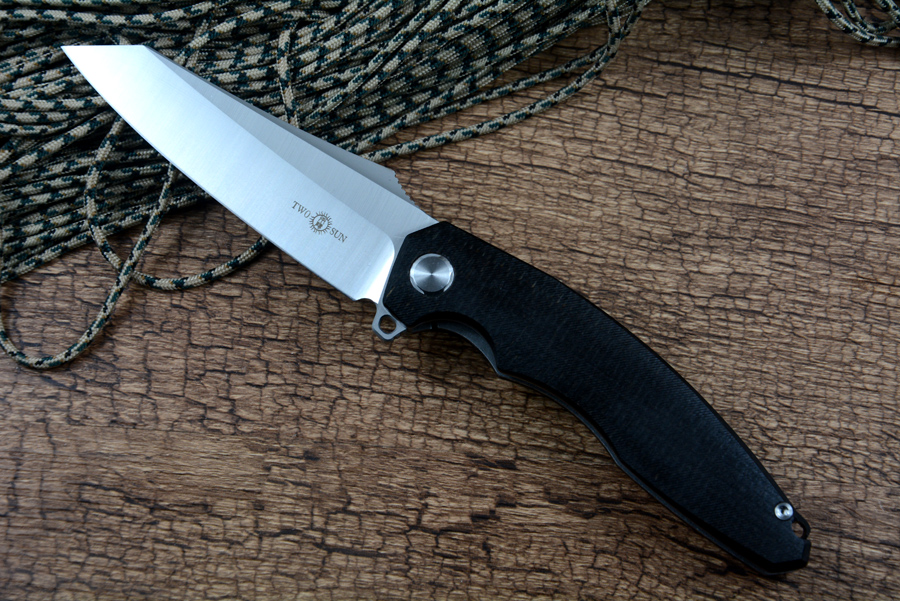 

TwoSun Hunting Survival Tactical Knives TS-27 D2 Blade Micarta Handle Folding Knife for X-mas Father Gift
