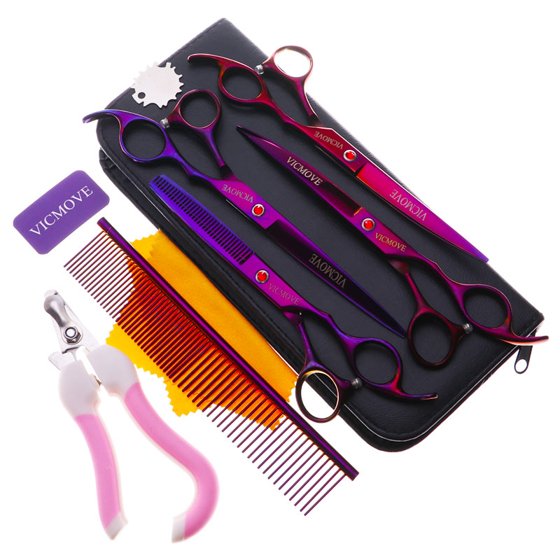 

Hair scissors Cutting 7 INCH + Thinning 6.5 INCH Set Professional Hairdressing Scissors Barber Purple Pet Shears