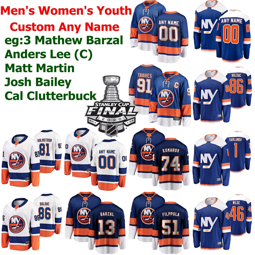 

2020 Stanley Cup Final New York Islanders Hockey Jerseys Andrew Ladd Brock Nelson Noah Dobson Anthony Beauvillier Oliver Wahlstrom Customize, Men’s blue alternate