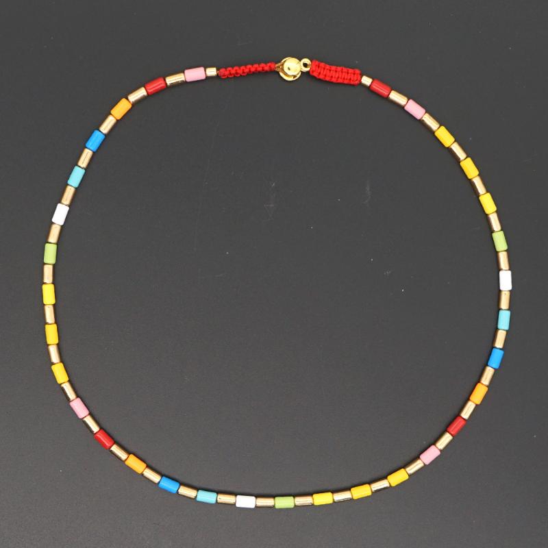 

Shinus Rainbow Enamel Tile Necklace For Women Boho Colorful Tube Necklaces Jewelry 2020 Wholesale Fashion Alloy Choker Aesthetic