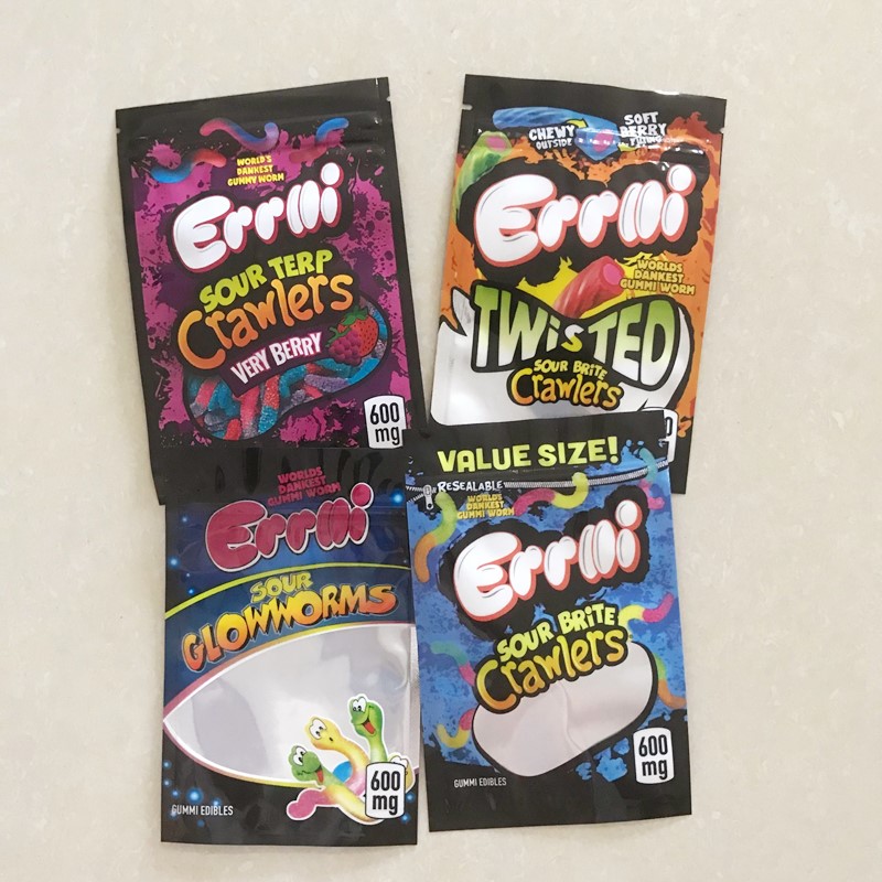 

Wholesale 500mg Errlli Gummi Sharks edible packaging bag 600mg Sour Terp Crawlers edibles Gummy packages smell proof Trolli Trilli DANK RUNTZ Gummies baggies