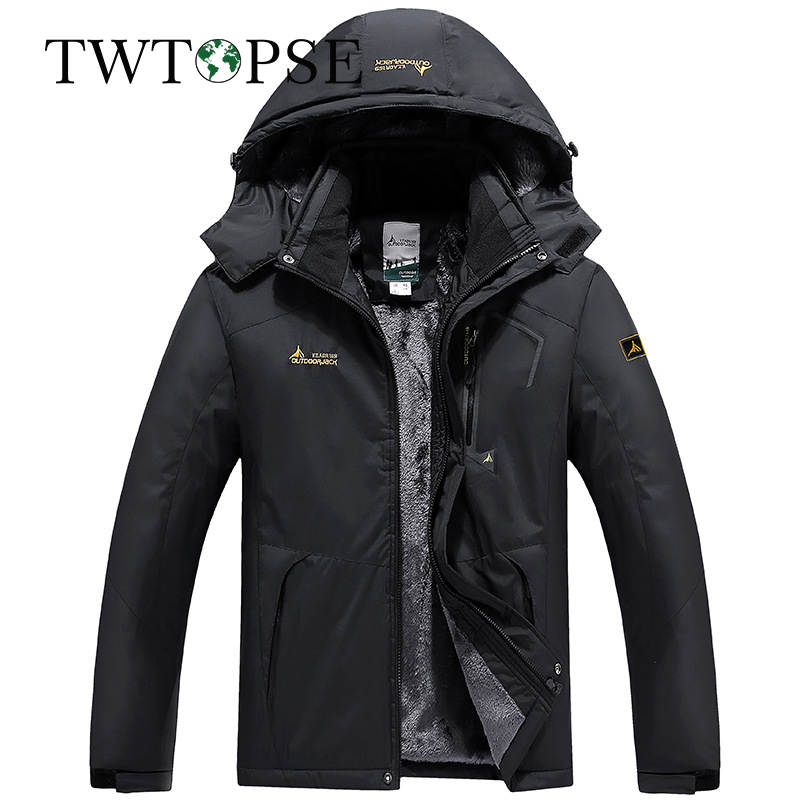 

TWTOPSE Men Winter Outdoor Coat Waterproof Warm Hiking Camping Jacket Cycling Bike Bicycle Skiing Fishing Windproof Fleece Coat, Red