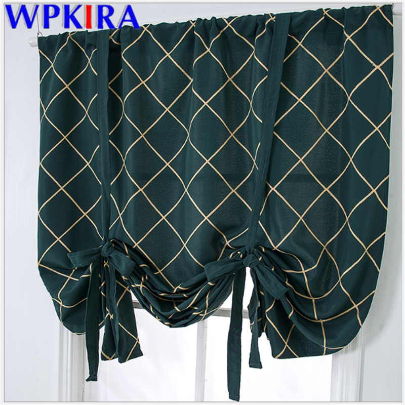 

Embroidery Geometric Short Curtains For Living Room Roman Half Window Curtain Kitchen Small Drapes Cafe Curtains DL-AD466, Cloth 1
