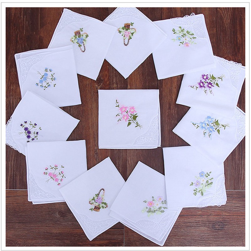 

5Pcs Womens Ladies Embroidered Lace Hankies Butterfly Hankerchiefs BBB0358