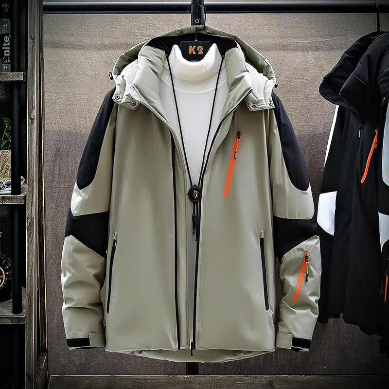 

Winter duck down jacket men outwear thick warm snow parka mens hooded windbreaker overcoat new fashion outdoor down jackets, Black