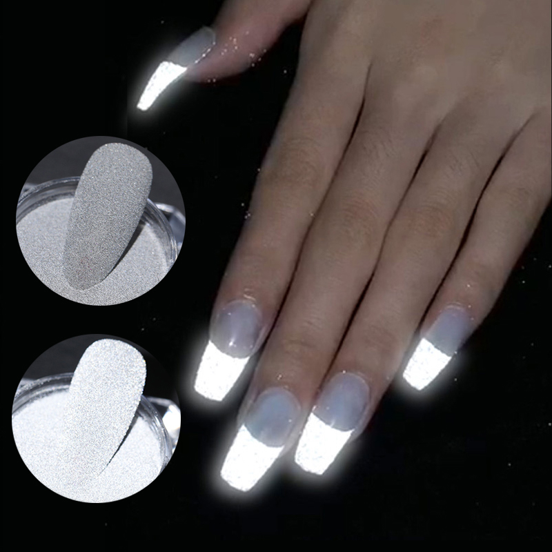 

1 Box Reflective Nail Glitter Powder Shiny Dust Glow In The Dark For Bar Disco Sparkling Pigment Fluorescent Nail Art Decoration