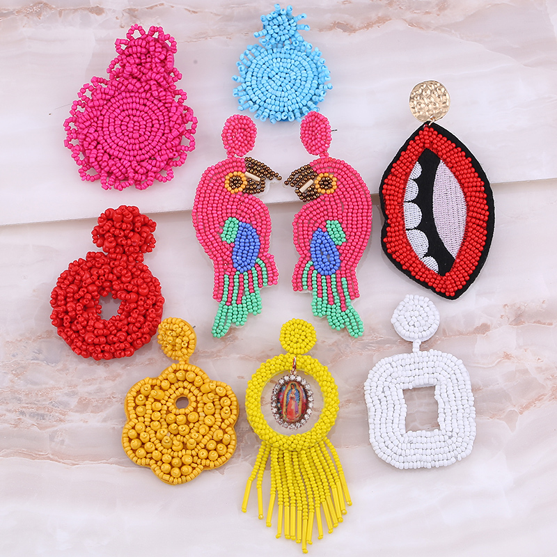 

Sehuoran Beads Birds Fringe Drop Earring For Women Wedding Jewelry Colorful Crystal Animal Pendant Boho Dangle Earrings Gifts