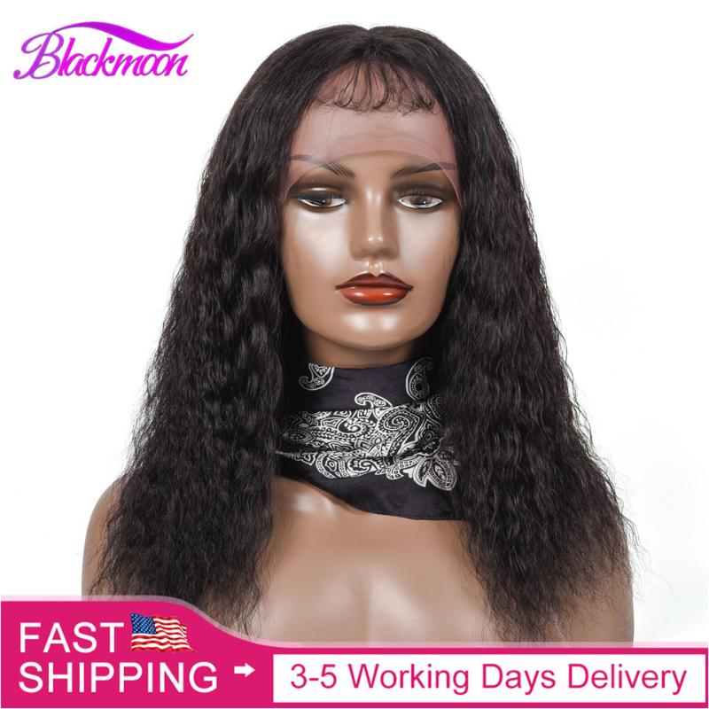 

Brazilian Lace Part Wigs Kinky Water 13x1 Hairline T Part Lace Human Hair Wig for Black Women with Baby Hair Natural Color Remy, As pic