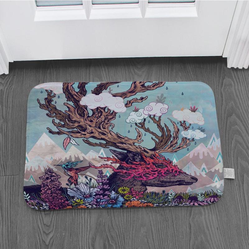 

Door Mat Wolf Bat Pattern Anti-slip Carpet Door Mat Outdoor Kitchen Living Room Floor Carpet