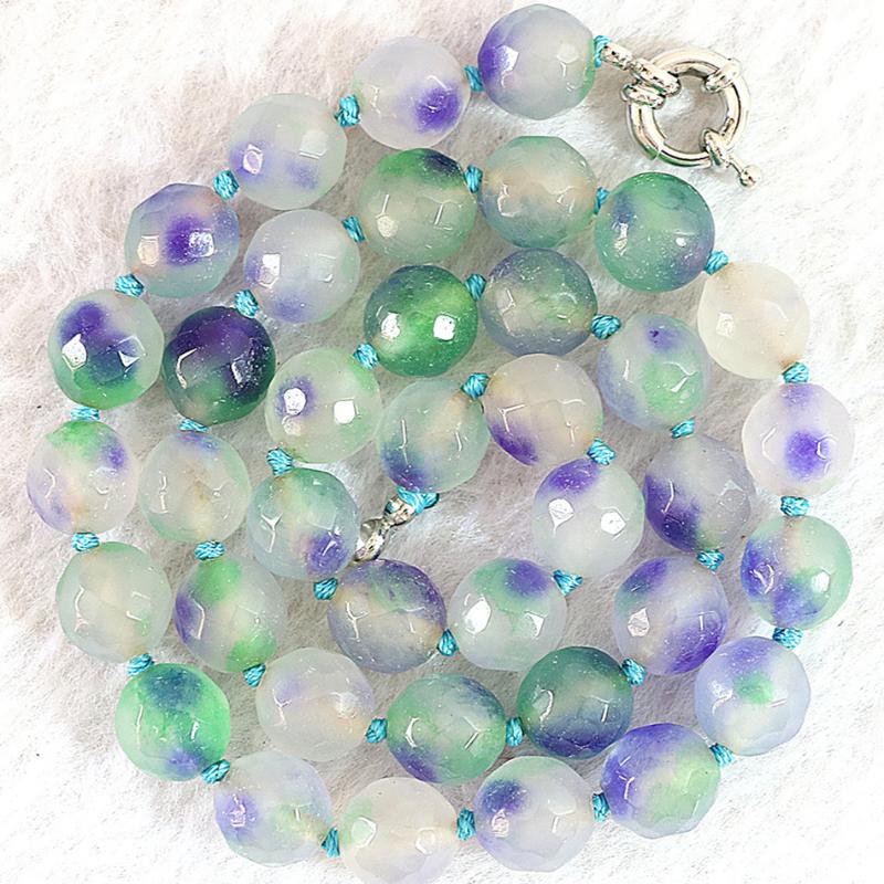 

Multicolor violet jades 10mm stone chalcedony round faceted beads diy necklace for women high grade fashion jewelry 18inch B635
