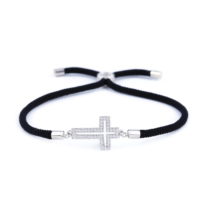 

OCESRIO Zirconia Crystal Cross Bracelet Women Black Red Thread Charm Bracelet Adjustable armbanden voor vrouwen brt-a65