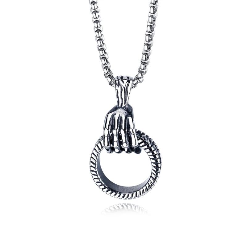 

Punk Style Fashion Decoration Ghost Hand Titanium Steel Men's Pendant Movable Tire Pattern Fitness Necklace