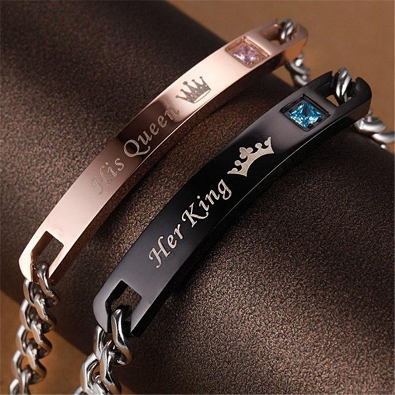 

Simple Stainless Steel Pair Bracelet Homme Name Couple Bracelet Femme Gold Handchain Fashion Jewelry Best Friends Birthday Gifts