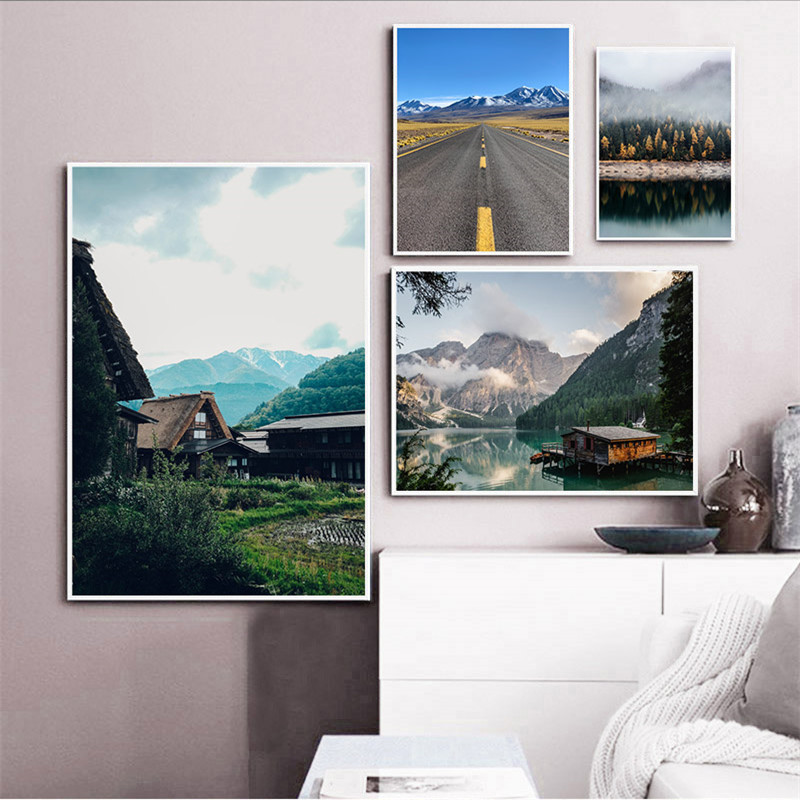 

Nordic Nature Scenery Posters and prints Home Decor Nordic Canvas Painting Wall Art Modern Fresh Landscape Picture for Bedroom