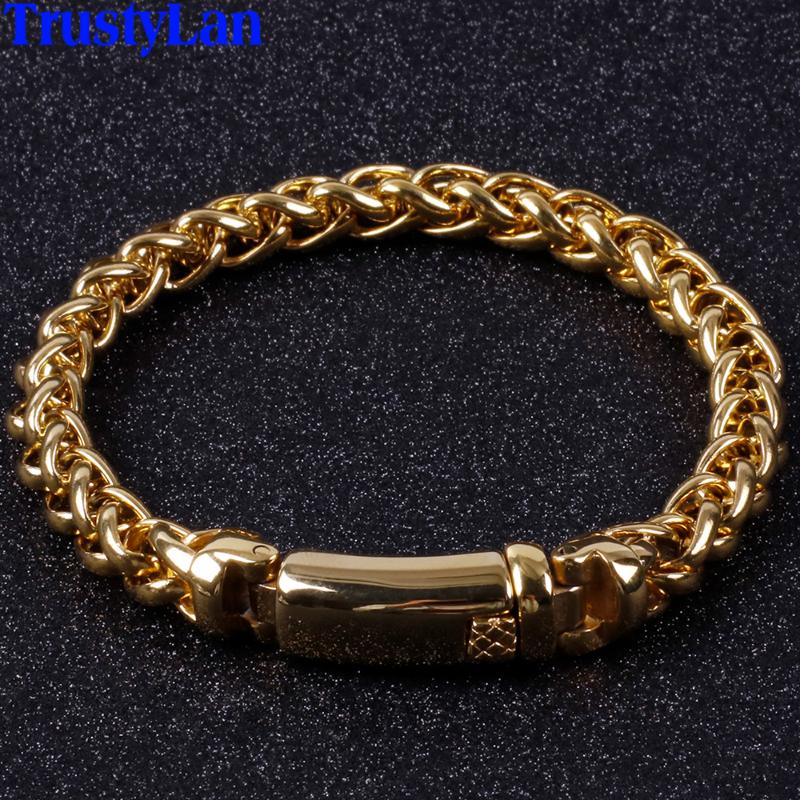 

Mens Friendship Bracelets 2020 Gold-Color Stainless Steel Chain Link Bracelet Men Best Friend Bracelete Fashion Biker Jewelry