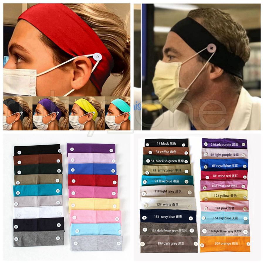 

Face Mask Headband Holder Sports Knitted Headbands With Button Ear Savers Headband For Face Cover Party Favor RRA3574