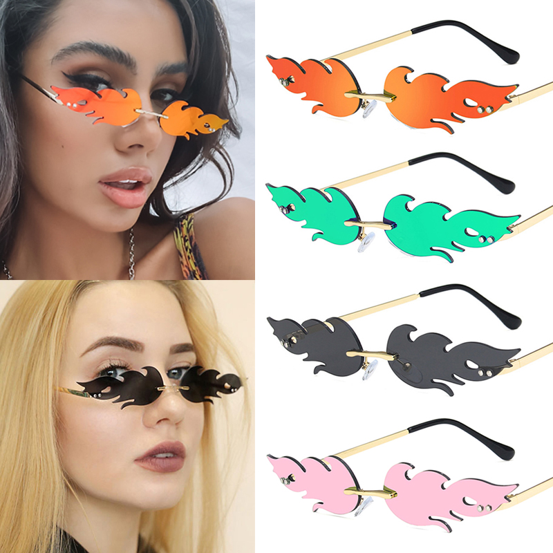 

Sunglasses Fashion Fire Flame Unisex Rimless Narrow Streetwear For Women Men D88