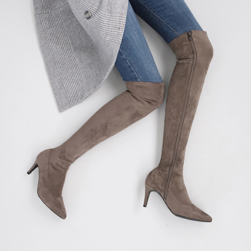

Size 33-42 Fashion Women's Boots Pointed Stiletto High Heel Boots Sexy Over The Knee High Women's Shoes 2020 Winter, Black 8cm