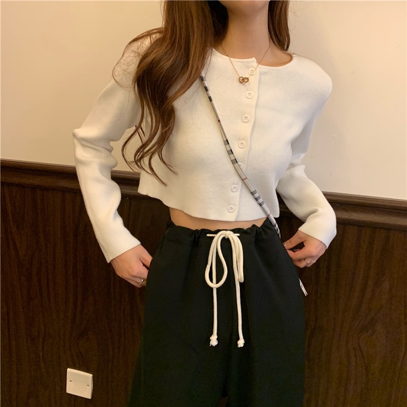 

White Knitted Fabric Solid Color Base Shirt Women Long Sleeve Underwear Slim Fit T-shirt Thin 2020 Summer Versatile Tops