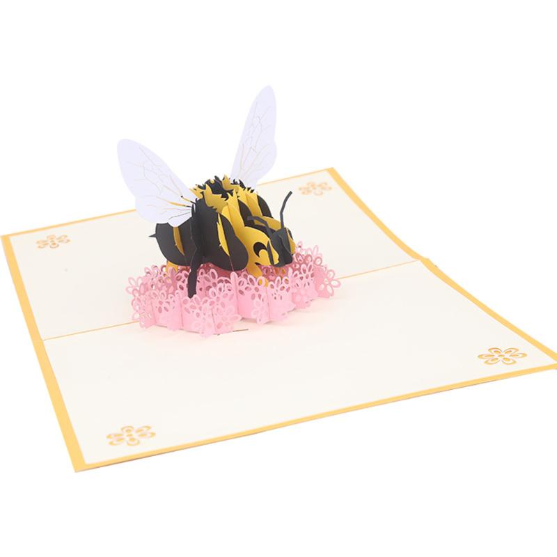 

3D Pops UP Cards Handmade Bee Flower Greeting Cards Birthday Invitation 3D Pops Up Card for Wedding Valentines' Day Gift