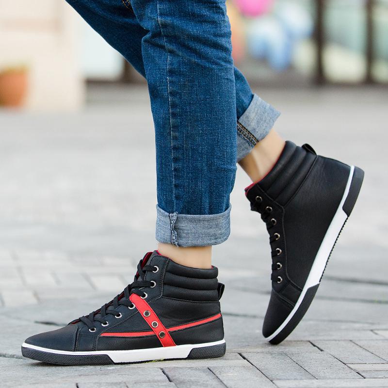 

2020 New Men Boots For Men Leather Boots Breathable Spring Autumn Summer Fashion Shoes Casual Big Size GHN89, Black